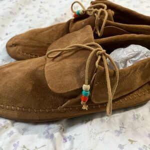 Vans Brown Moccasins with Multicolor Beads